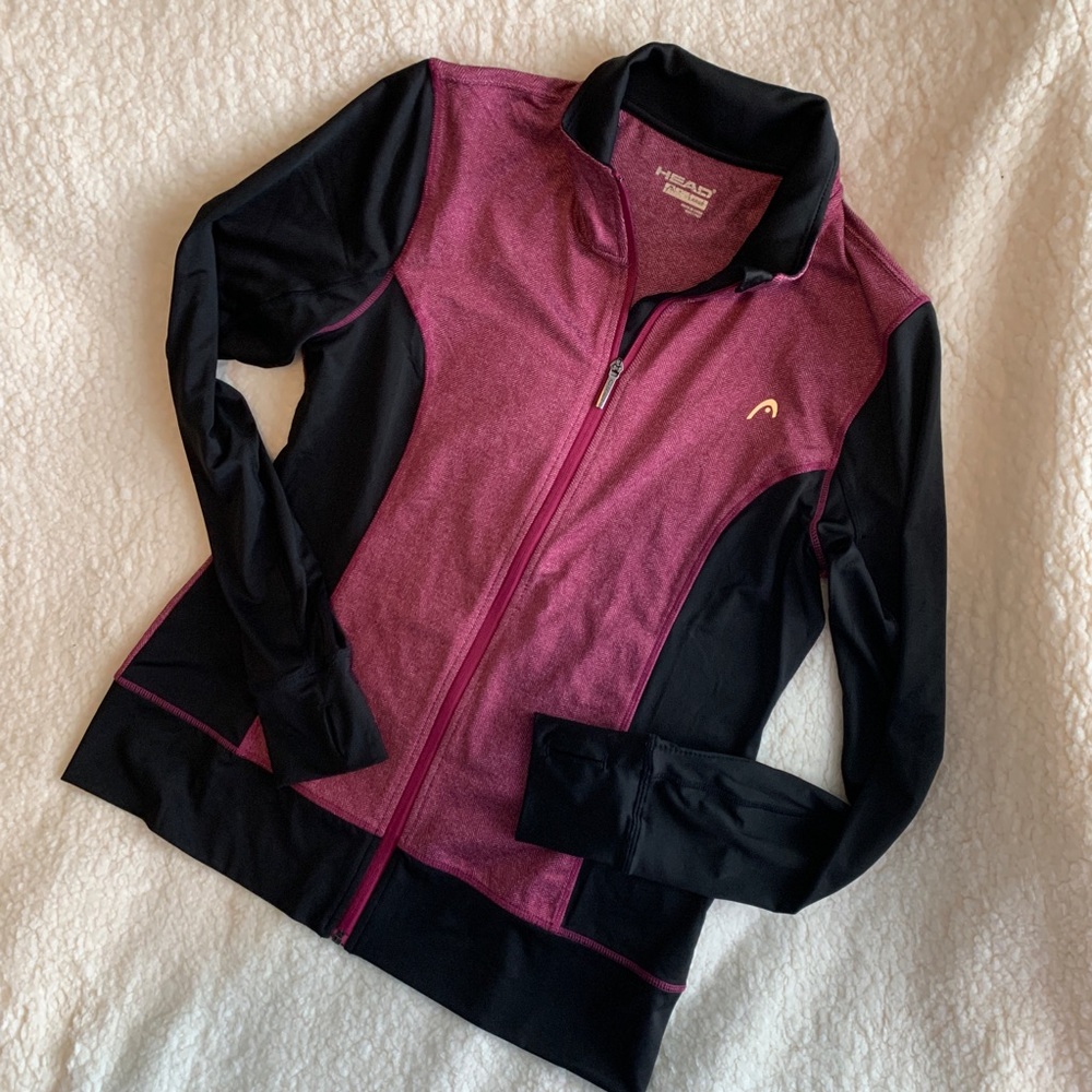 Head full zip jacket in cranberry and black (L)